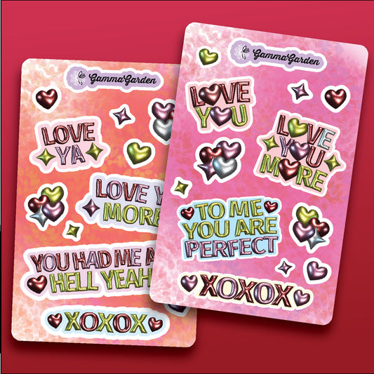 Valentine Sticker Pack - Love You More - Foil Heart Balloon Style -  2 sizes