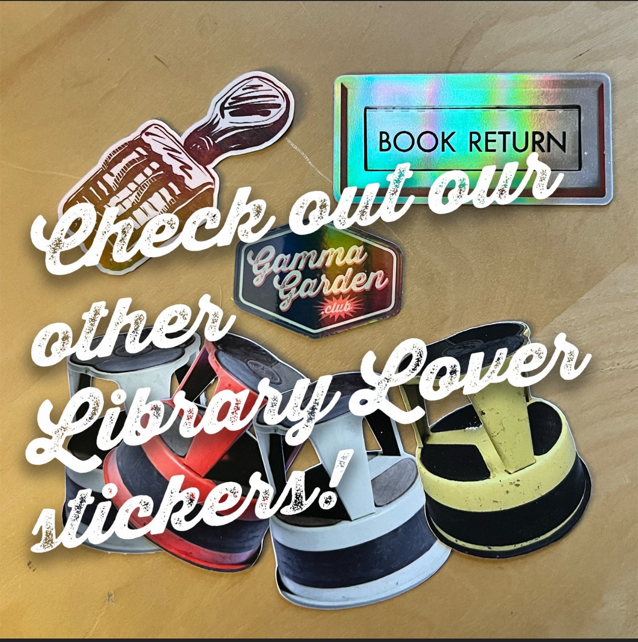 Set of 4 Stickers/Magnets | Mini 1" Vintage Library Stools