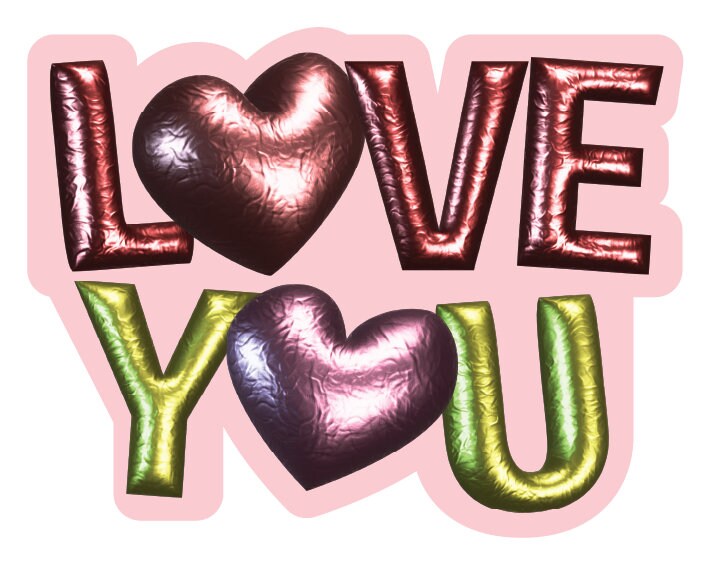 Valentine Sticker Pack - Love You More - Foil Heart Balloon Style -  2 sizes