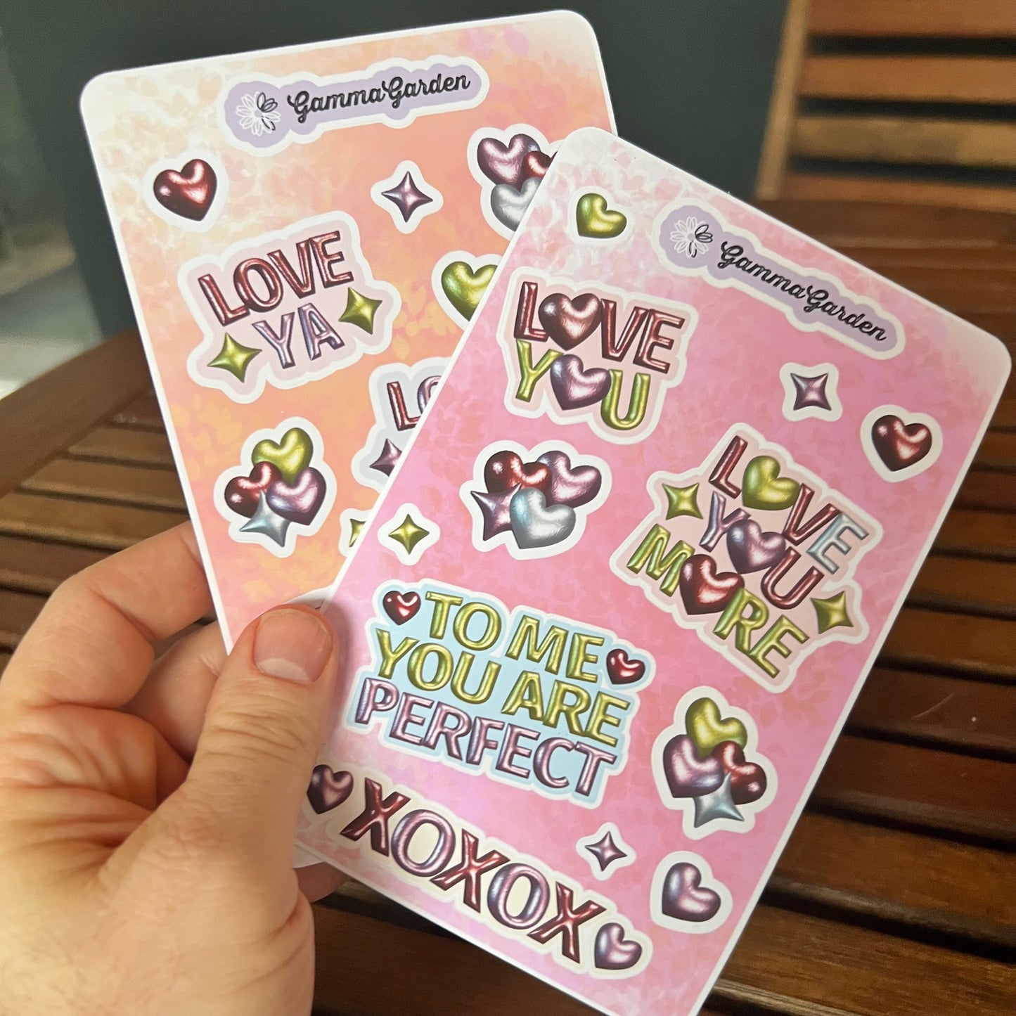 Valentine Sticker Pack - Love You More - Foil Heart Balloon Style -  2 sizes